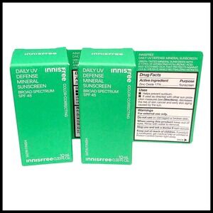 2 X InnisFree Daily UV Defense Mineral Sunscreen SPF 45 Broad Spec .33 Oz
